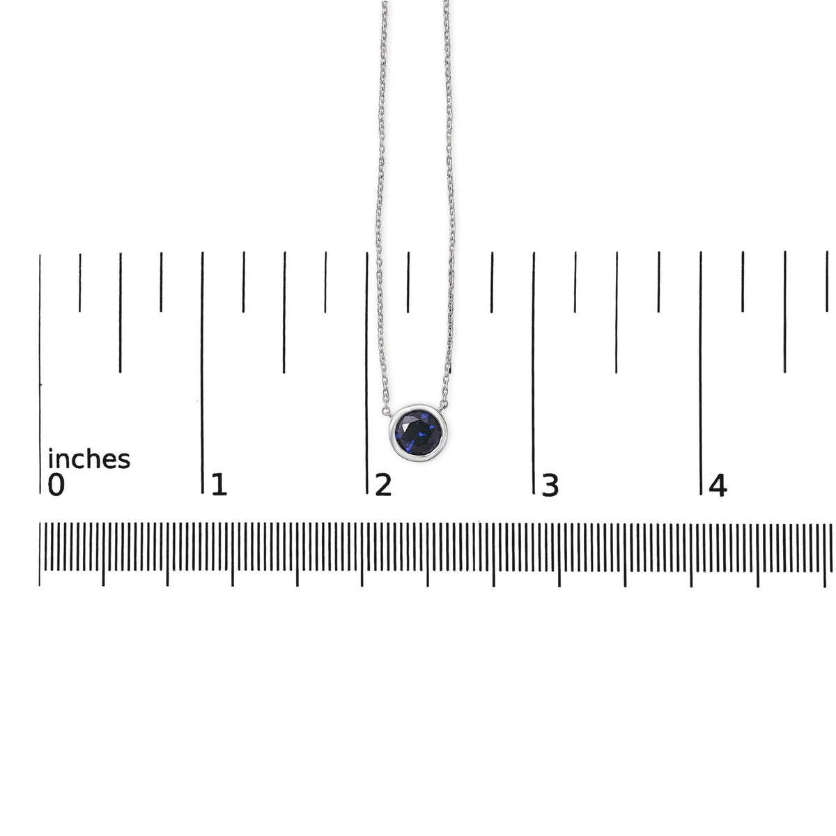 .925 Sterling Silver 7MM Bezel Set Created Gemstone Pendant Necklace - 18" Inches