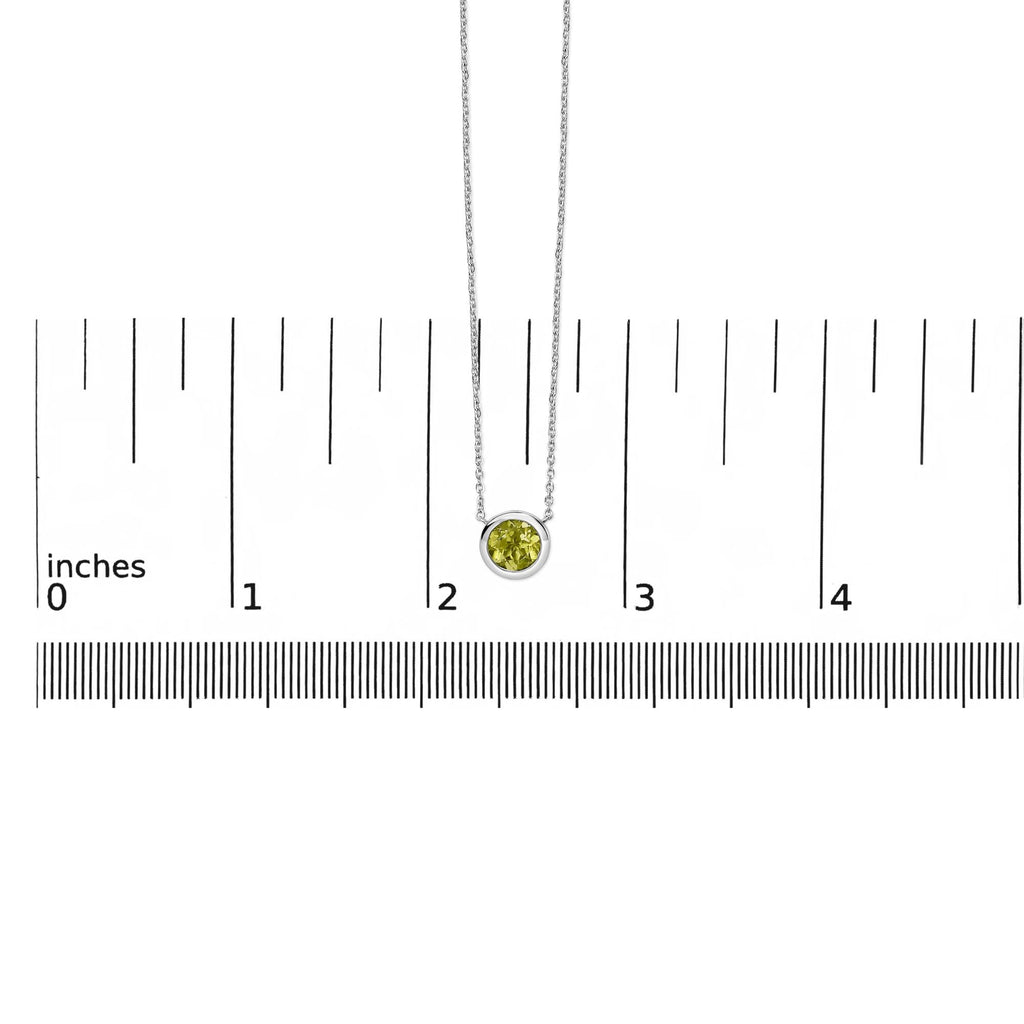 .925 Sterling Silver 7MM Bezel Set Created Gemstone Pendant Necklace - 18" Inches