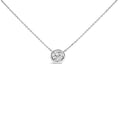 .925 Sterling Silver 7MM Bezel Set Created Gemstone Pendant Necklace - 18" Inches