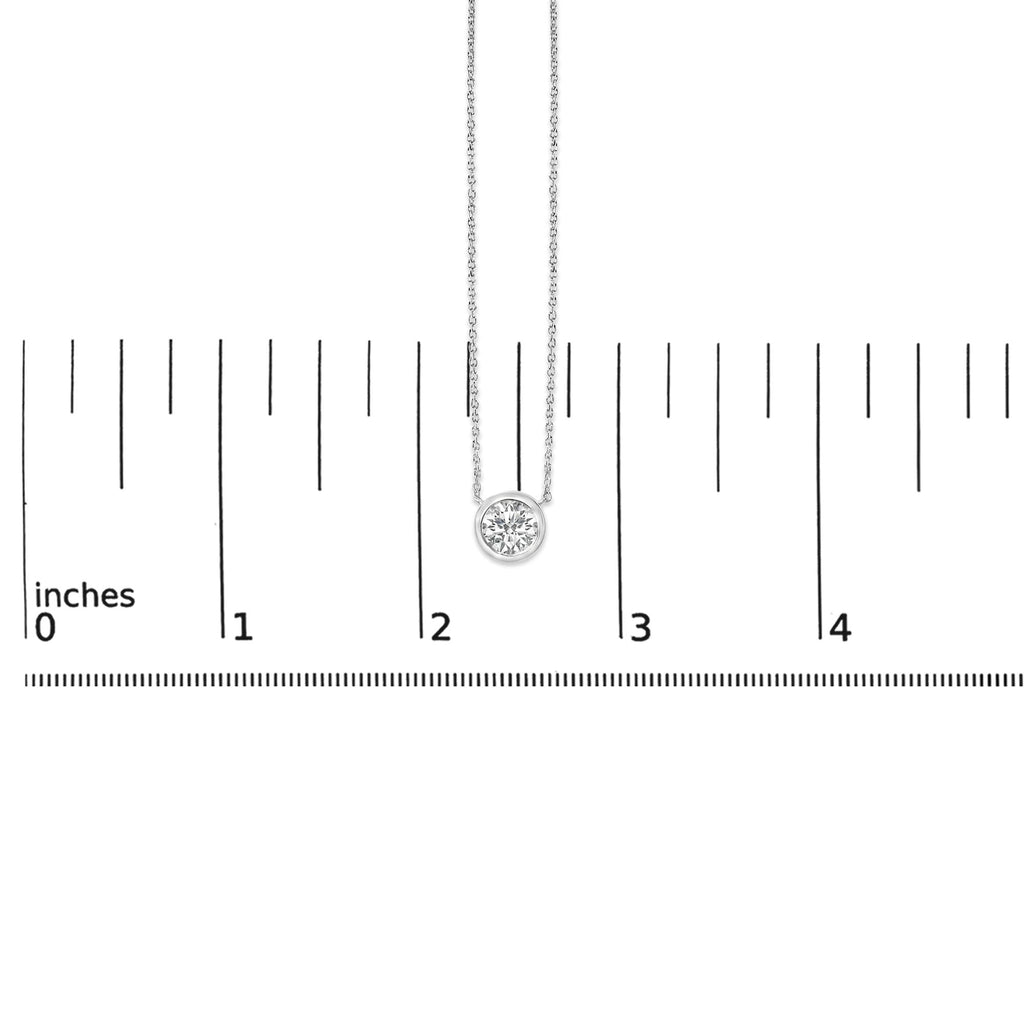 .925 Sterling Silver 7MM Bezel Set Created Gemstone Pendant Necklace - 18" Inches