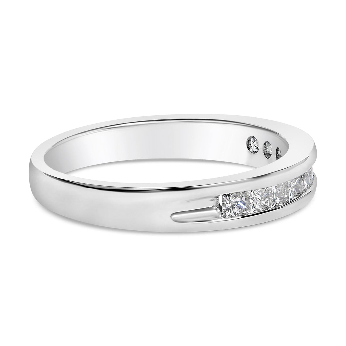 .925 Sterling Silver 1/2 Cttw Princess-Cut Diamond Channel-Set Half-Eternity Wedding or Anniversary Band Ring (H-I Color, I2 Clarity)