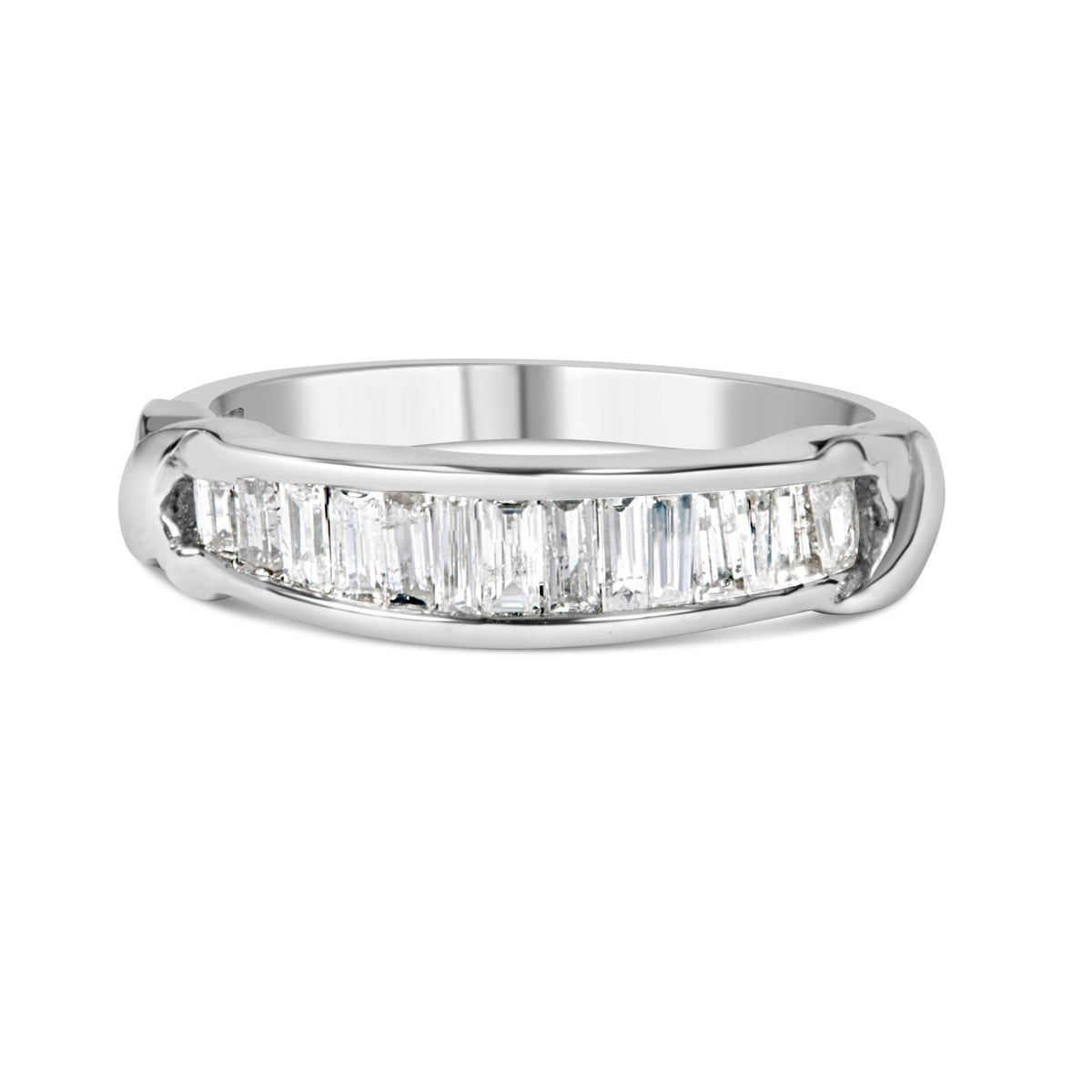 .925 Sterling Silver 1/2 Cttw Baguette Cut Diamond Channel Set X-Station Wedding Ring (H-I Color, I1-I2 Clarity)