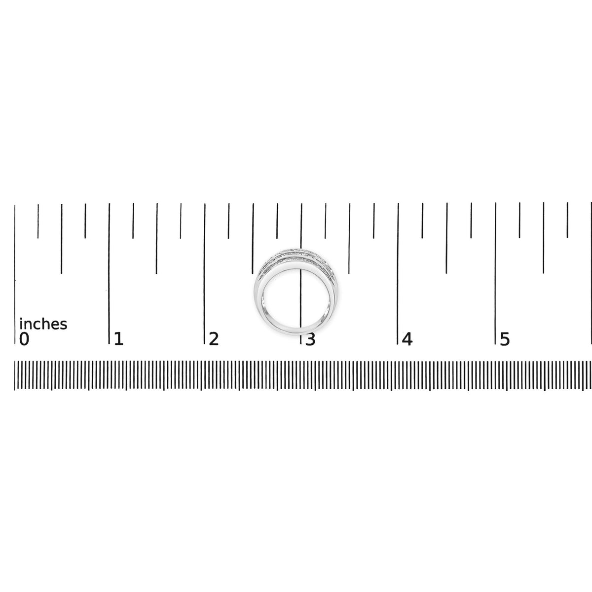 Silver 1.0 Cttw Channel Set Baguette Diamond 6-Row Domed Cocktail Ring