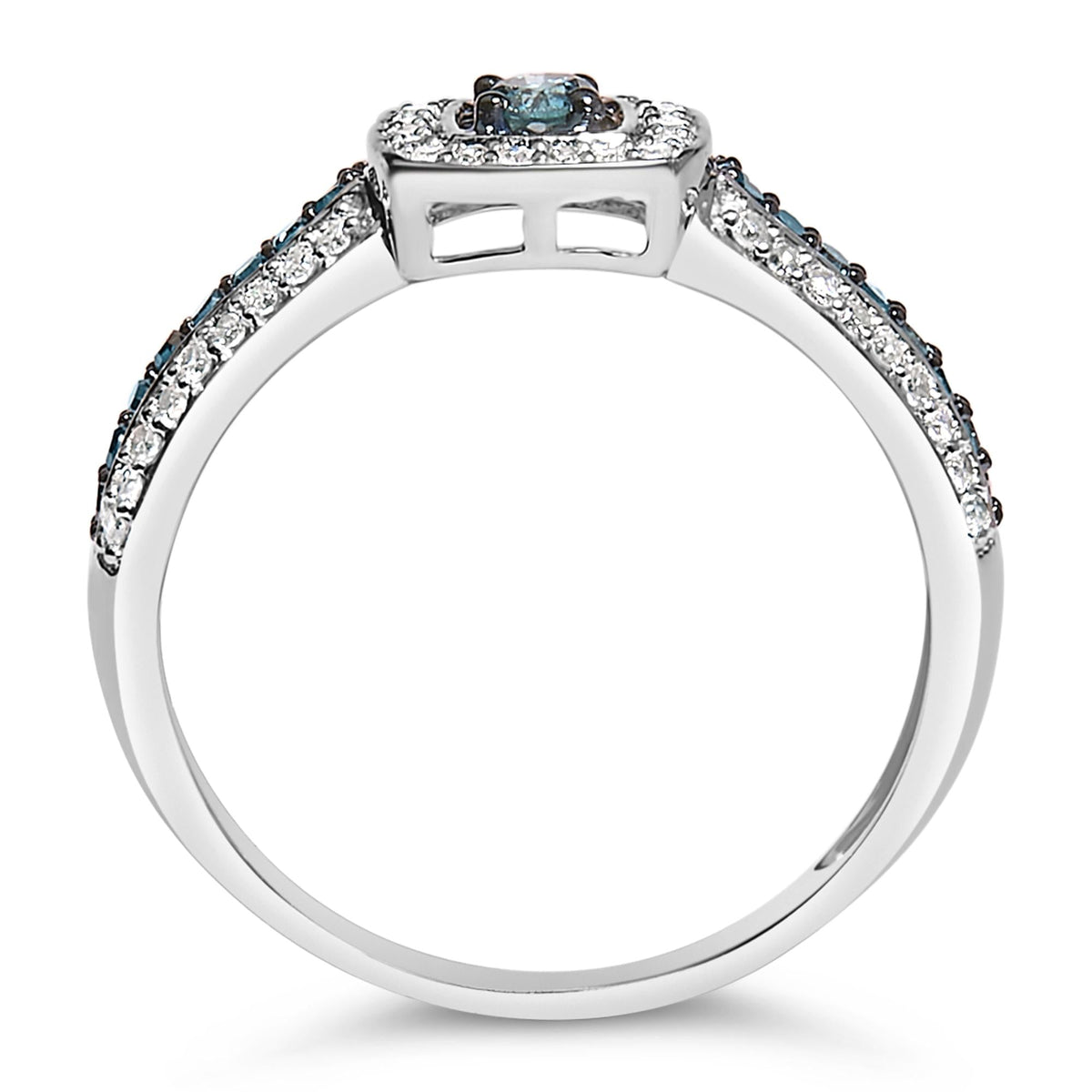 .925 Sterling Silver Treated Blue Miracle-Set Diamond Engagement Ring (1/2 Cttw, J-K Color, I1-I2 Clarity)