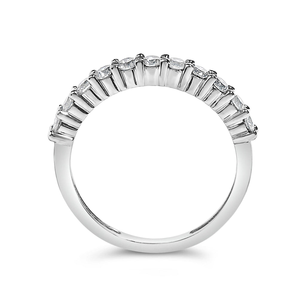.925 Sterling Silver 1/2 cttw Shared Prong-Set Brilliant Round-Cut Diamond 11 Stone Band Ring (I-J Color, SI2-I1 Clarity)
