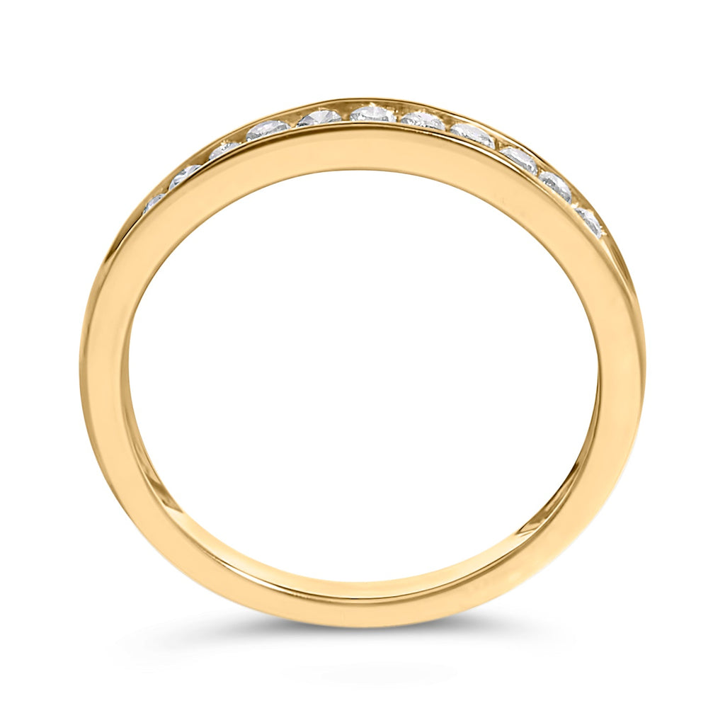 IGI Certified 1/4 Cttw Diamond 10K Yellow Gold Channel Set Band Style Ring (J-K Color, I2-I3 Clarity)