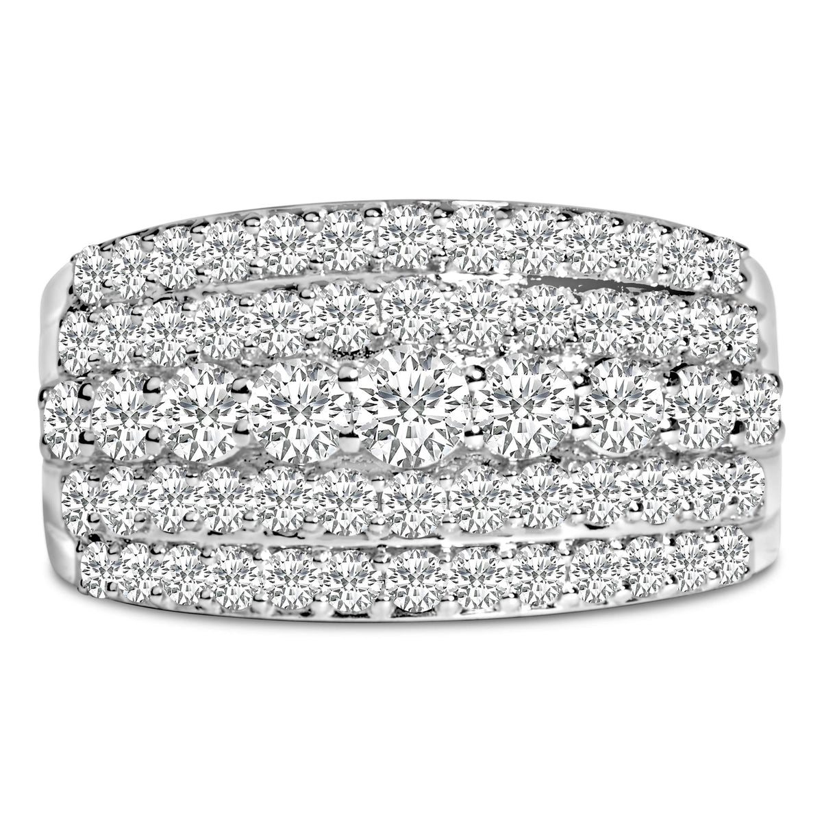 .925 Sterling Silver 2.00 Carat Lab Grown Diamond Multi Row Band Ring