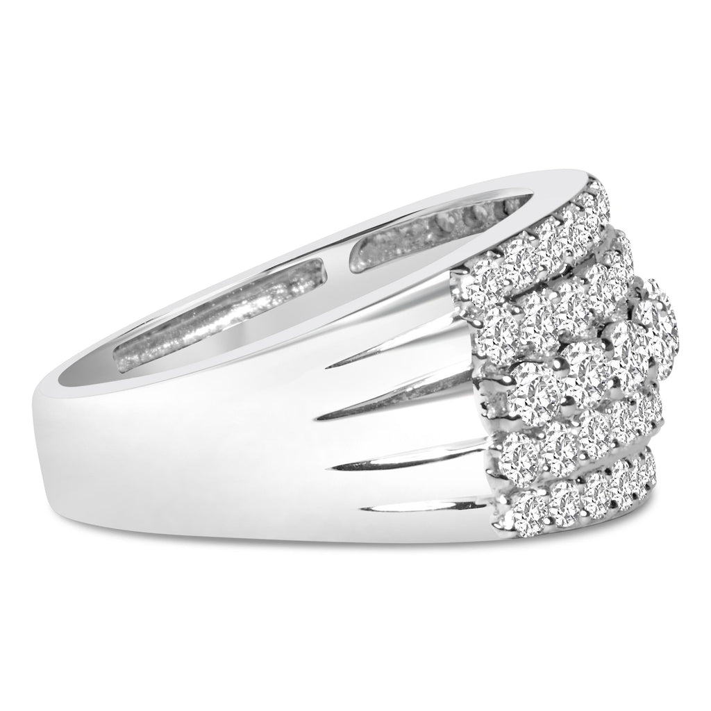 .925 Sterling Silver 2.00 Carat Lab Grown Diamond Multi Row Band Ring