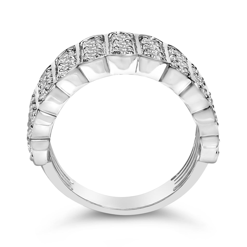 .925 Sterling Silver 1 1/2 Cttw Lab Grown Diamond 11 Row Band Ring (F-G Color, VS1-VS2 Clarity)
