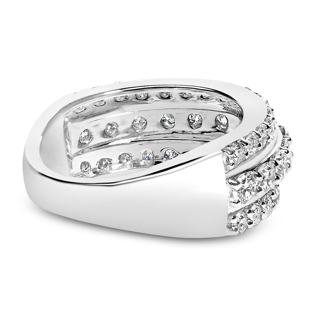 .925 Sterling Silver 2.0 Cttw Lab Grown Diamond 3 Row Band Ring (F-G Color, VS1-VS2 Clarity