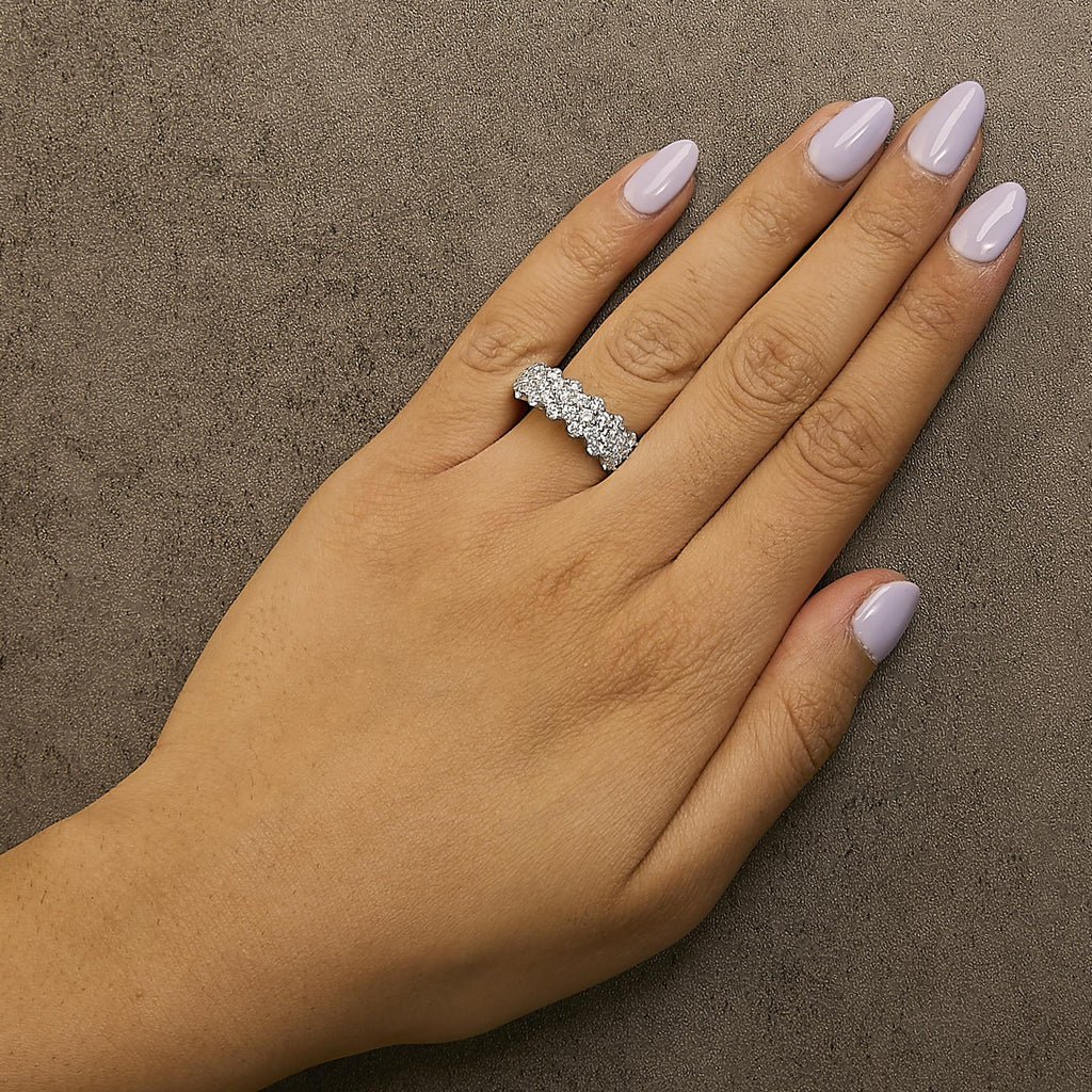 .925 Sterling Silver 2.0 cttw Lab Grown Diamond Scattered Band Ring (F-G Color, VS1-VS2 Clarity)
