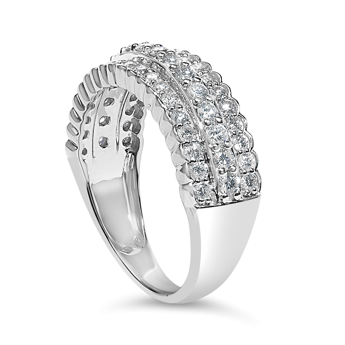 .925 Sterling Silver 1.0 cttw Lab Grown Diamond 3 Row Band Ring (F-G Color, VS1-VS2 Clarity)