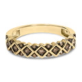 10K Yellow Gold Plated .925 Sterling Silver 1/4 Cttw Champagne Diamond Geometric Band Ring