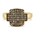 10K Yellow Gold Plated .925 Sterling Silver 1/2 Cttw Champagne Diamond Step Up Ring