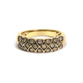 10K Yellow Gold Plated Sterling Silver 1/2 Cttw Champagne Diamond Lattice Pattern Band Ring