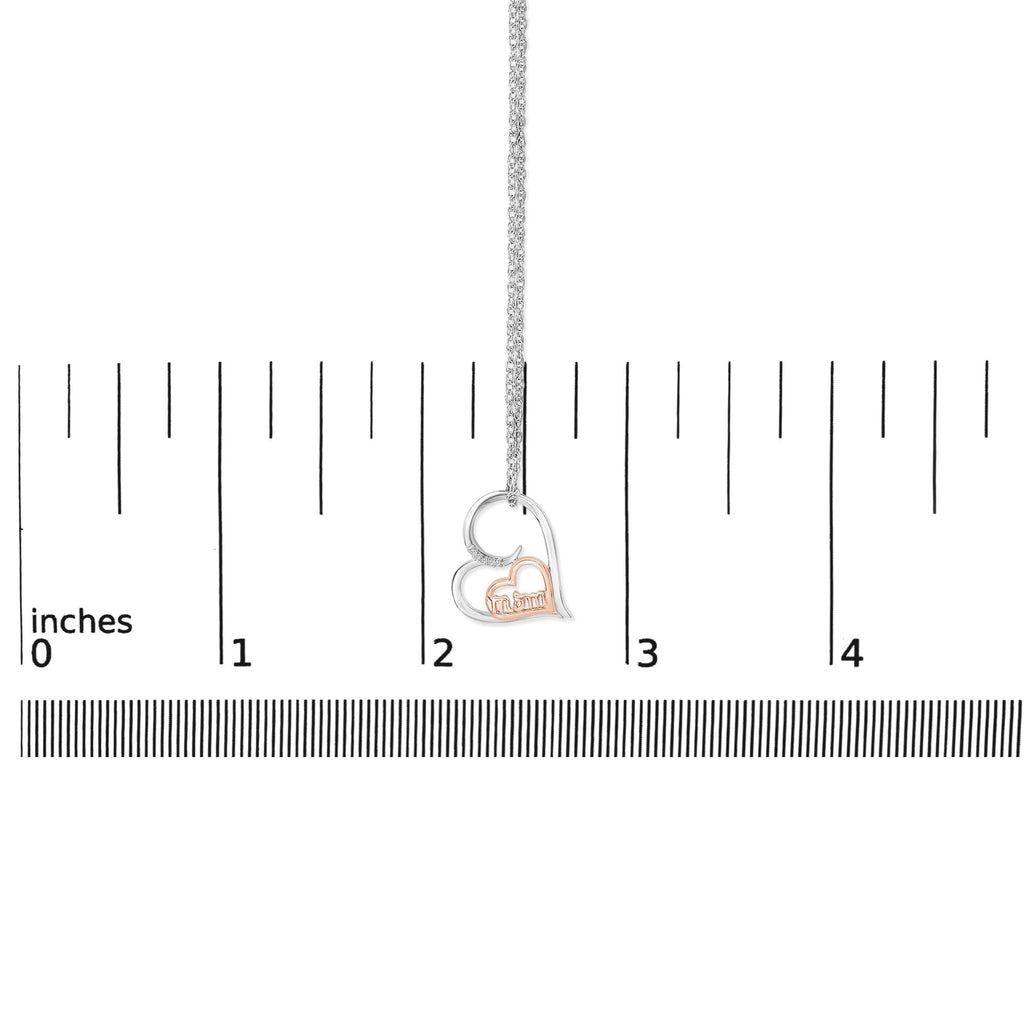 14K Rose Gold Plated Sterling Silver Diamond Accent Mom Heart Pendant Necklace