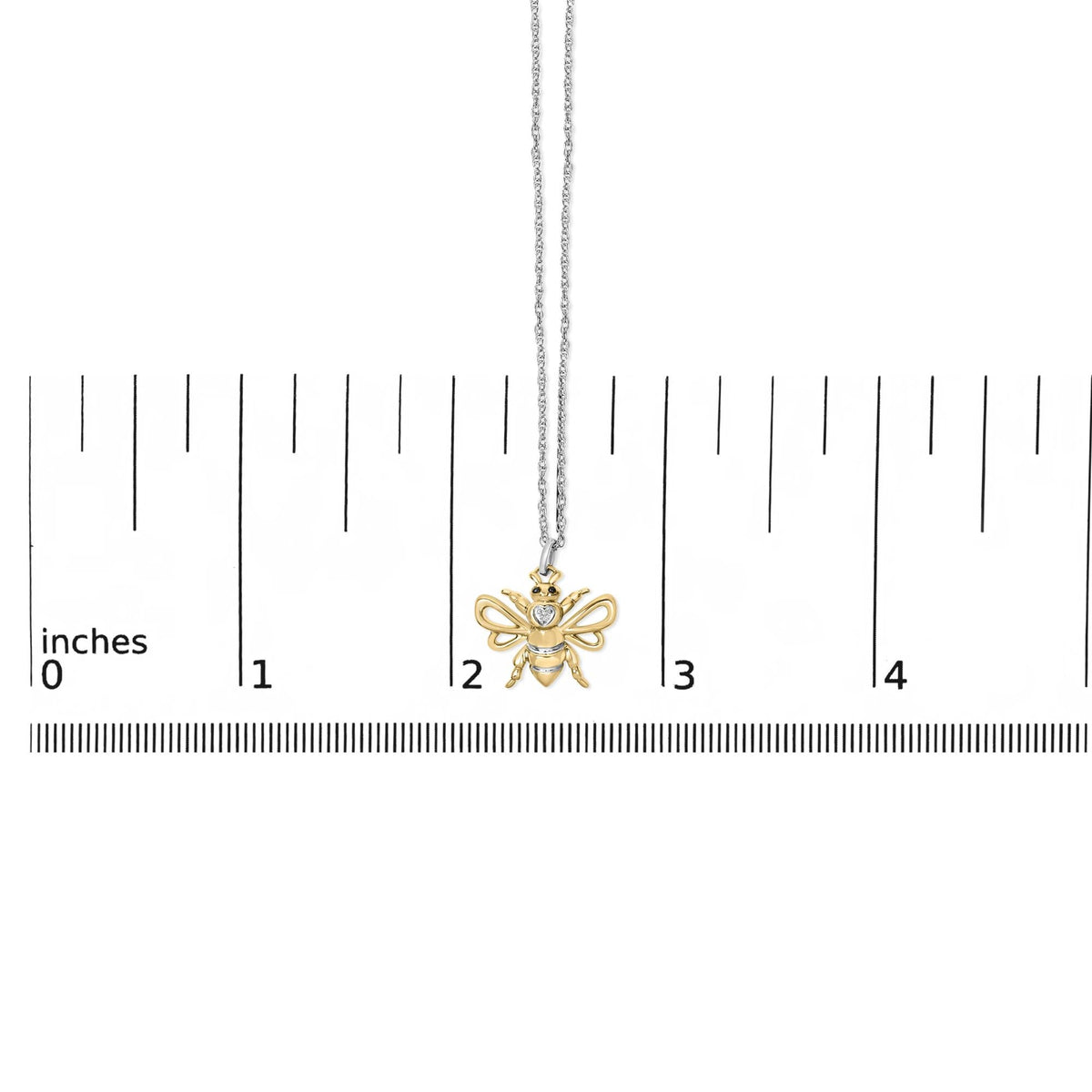 14K Yellow Gold Plated Sterling Silver Diamond Accent Bee Pendant Necklace
