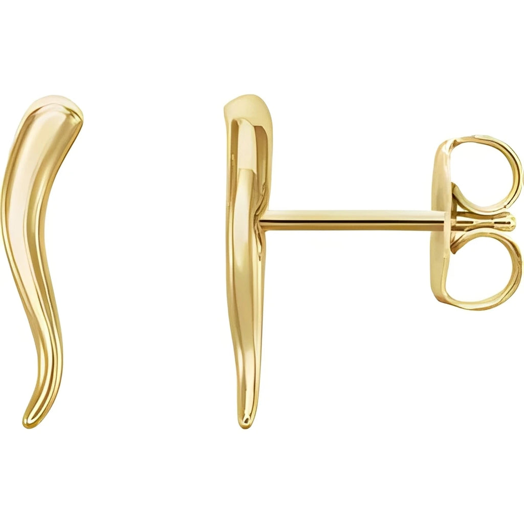 14K Yellow Gold Horn Earrings
