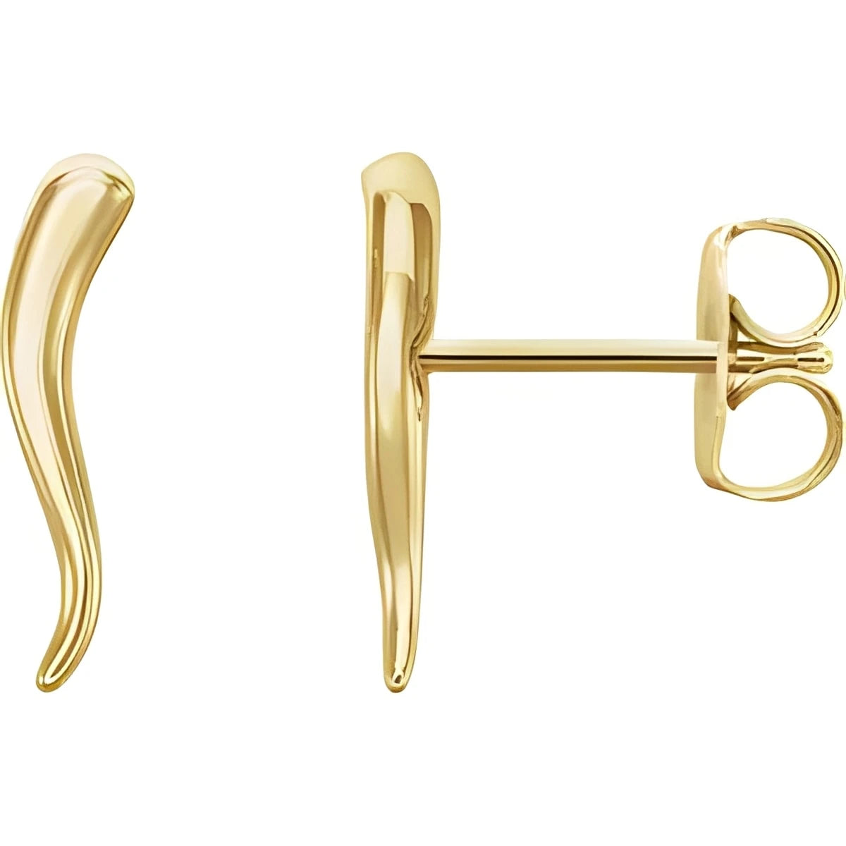 14K Yellow Gold Horn Earrings