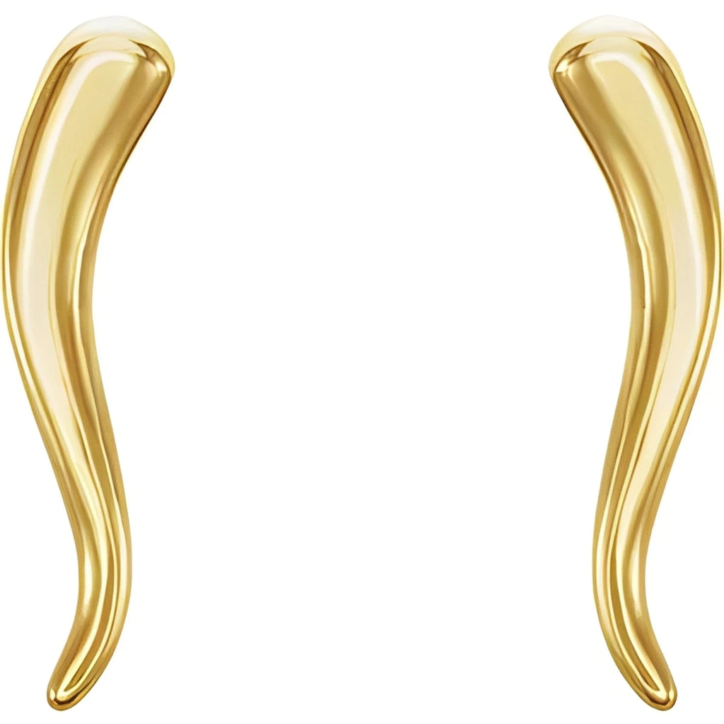 14K Yellow Gold Horn Earrings