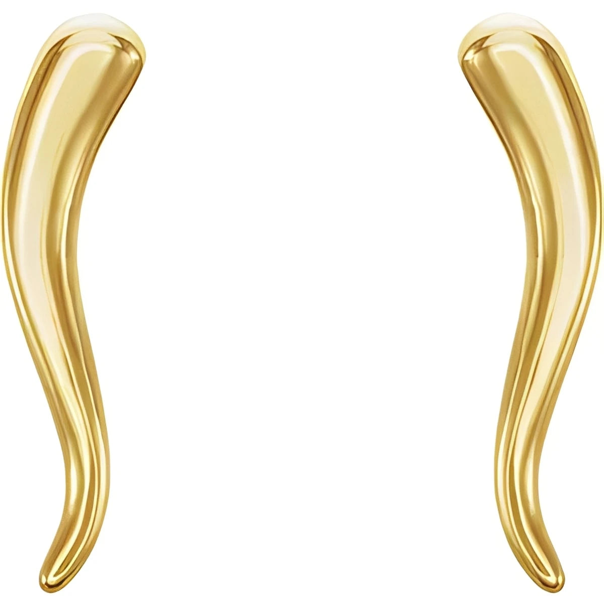 14K Yellow Gold Horn Earrings