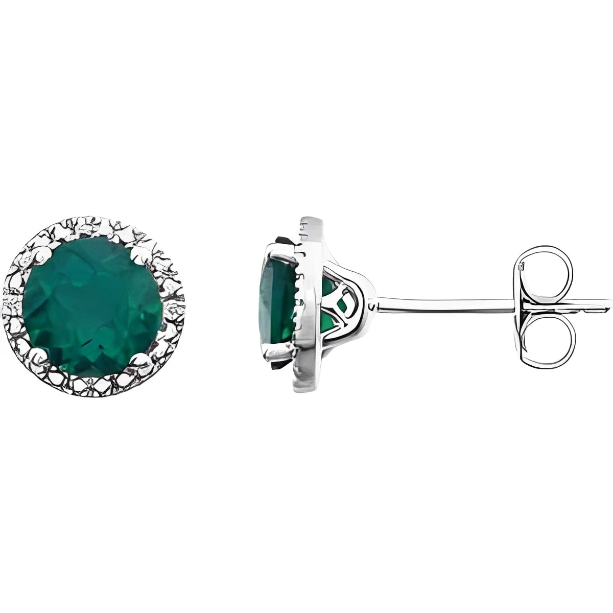 Sterling Silver Lab-Grown Blue Sapphire & .01 CTW Natural Diamond Earrings