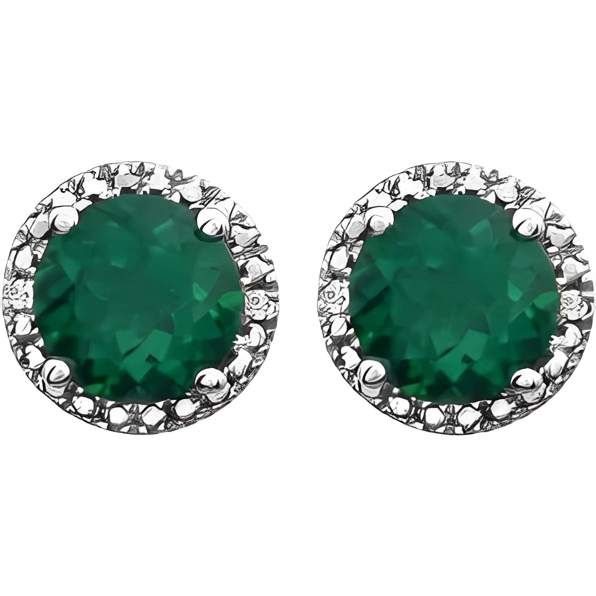 Sterling Silver Lab-Grown Blue Sapphire & .01 CTW Natural Diamond Earrings