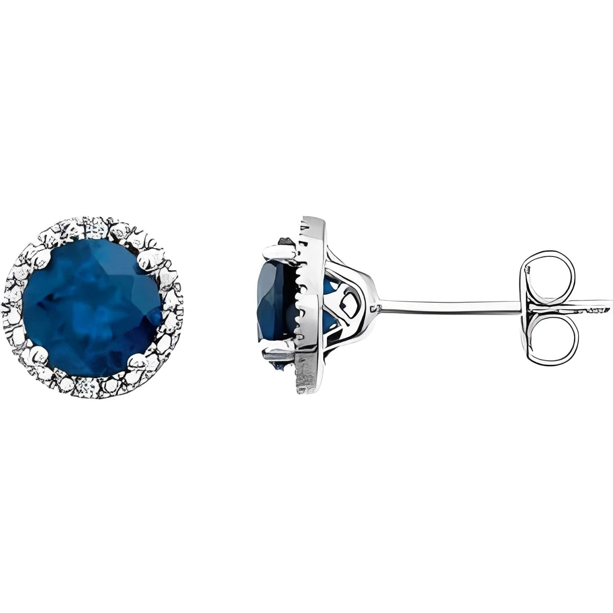 Sterling Silver Lab-Grown Blue Sapphire & .01 CTW Natural Diamond Earrings
