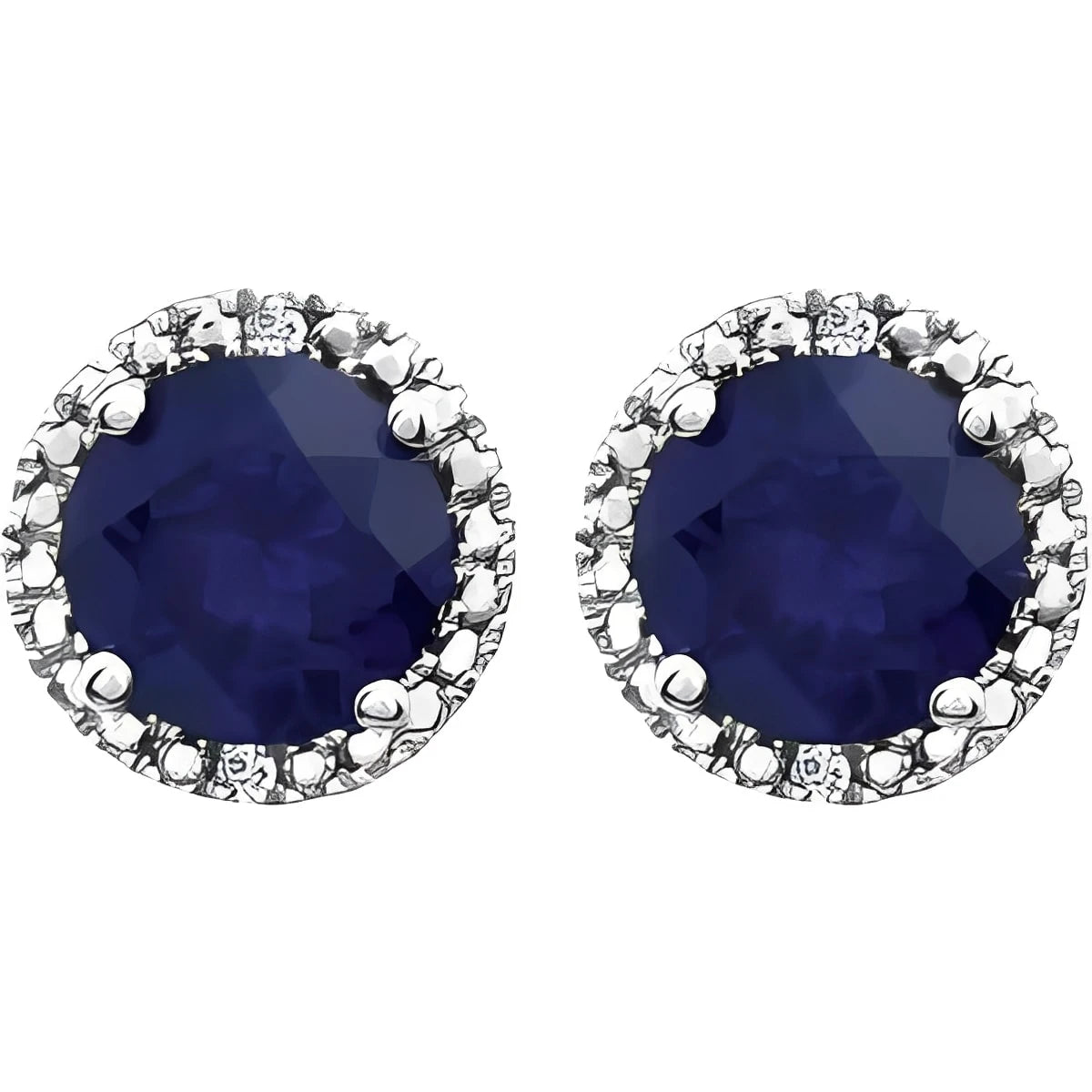 Sterling Silver Lab-Grown Blue Sapphire & .01 CTW Natural Diamond Earrings