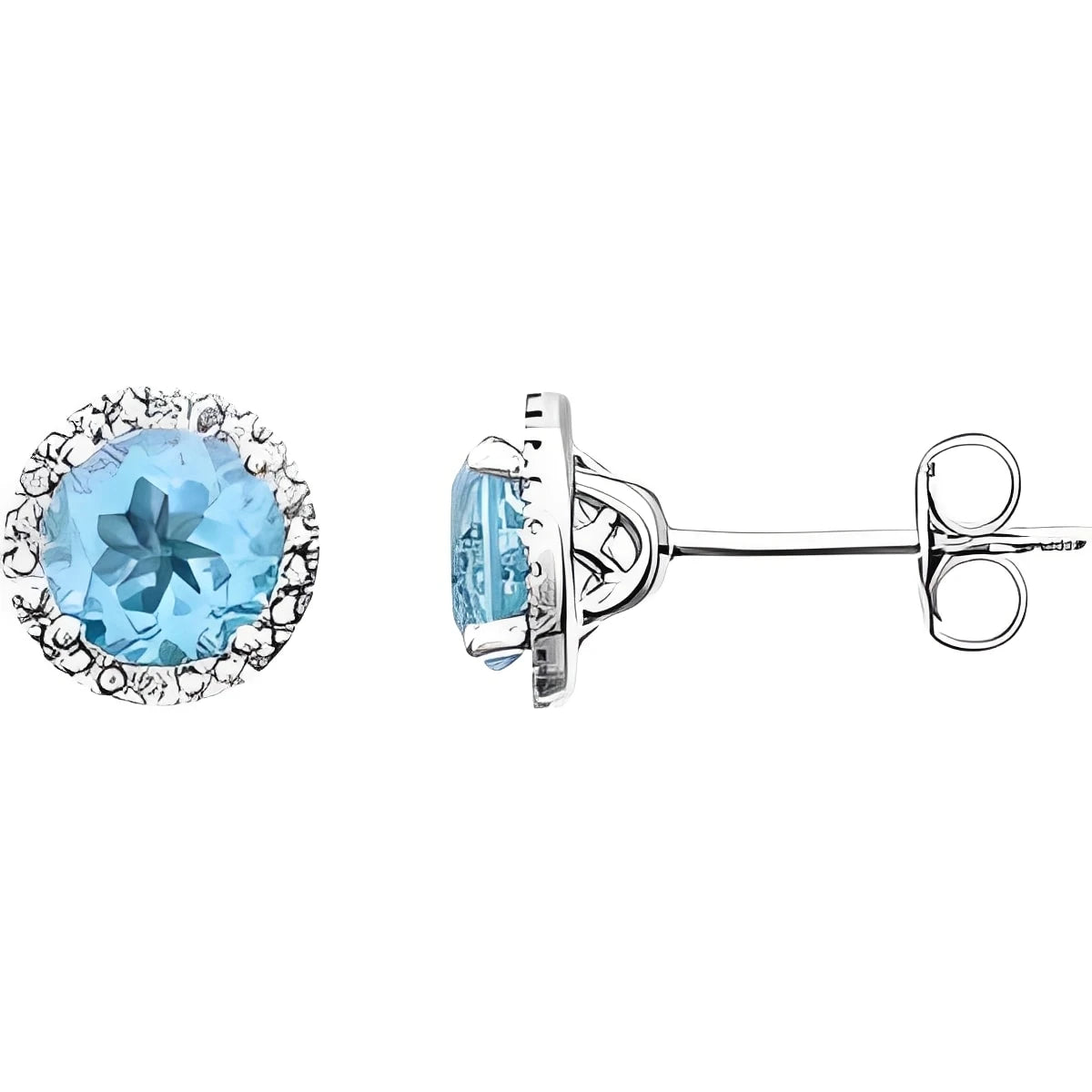 Sterling Silver Lab-Grown Blue Sapphire & .01 CTW Natural Diamond Earrings