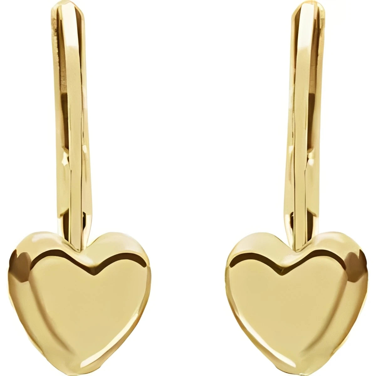 14K Yellow Gold Imitation White Cubic Zirconia Youth Heart Earrings