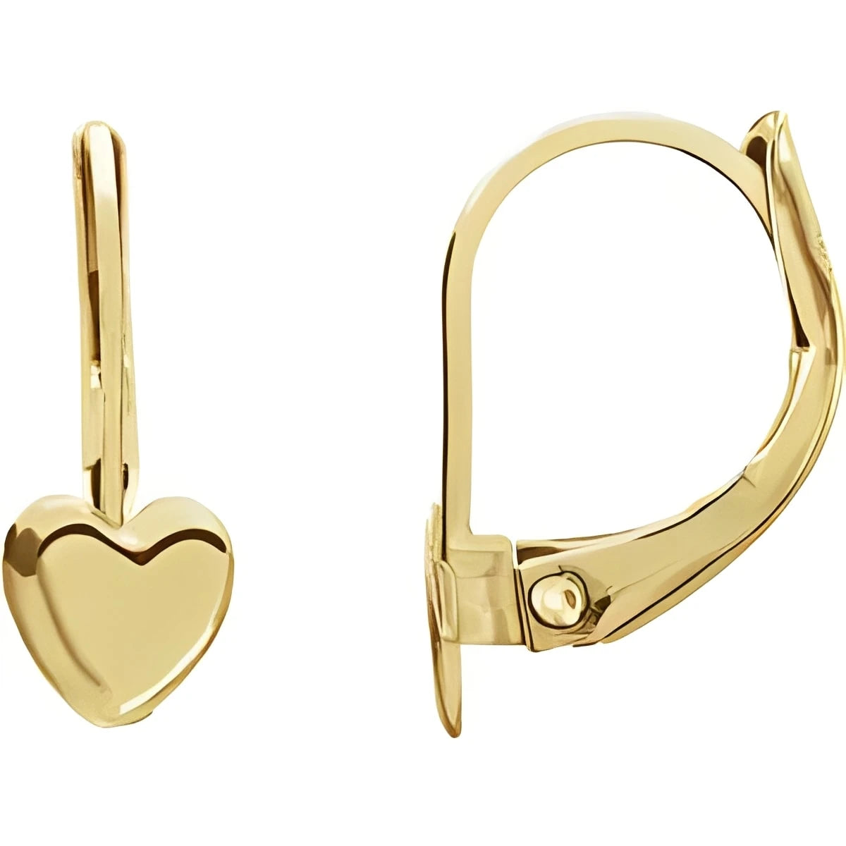 14K Yellow Gold Imitation White Cubic Zirconia Youth Heart Earrings