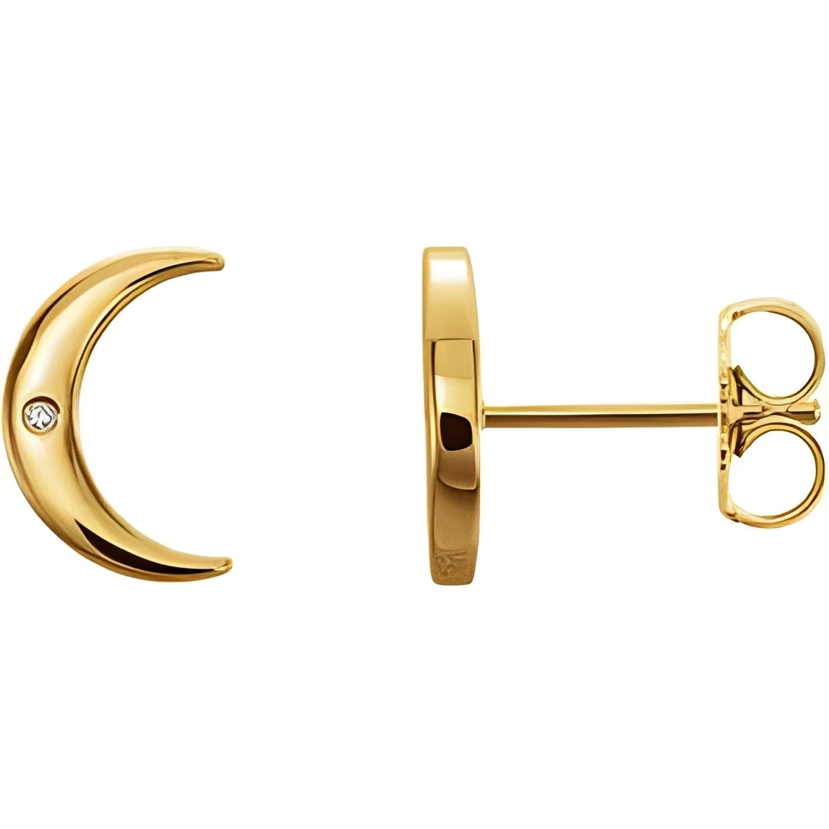 14K Yellow Gold .005 CTW Natural Diamond Crescent Earrings