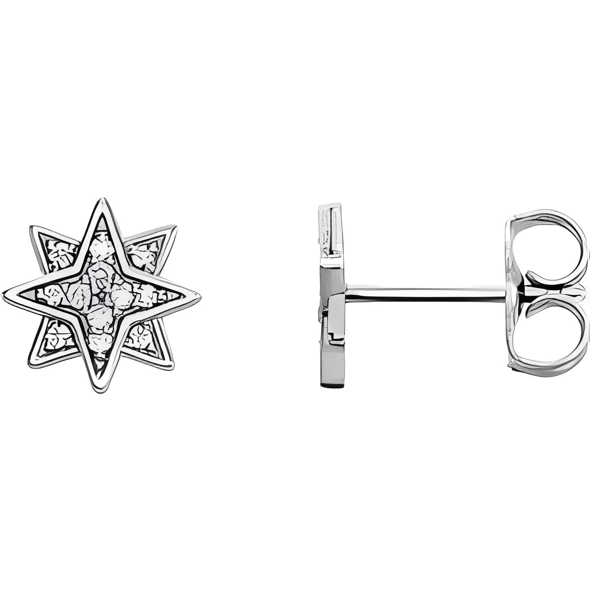 14K White Gold .08 CTW Natural Diamond Star Earrings