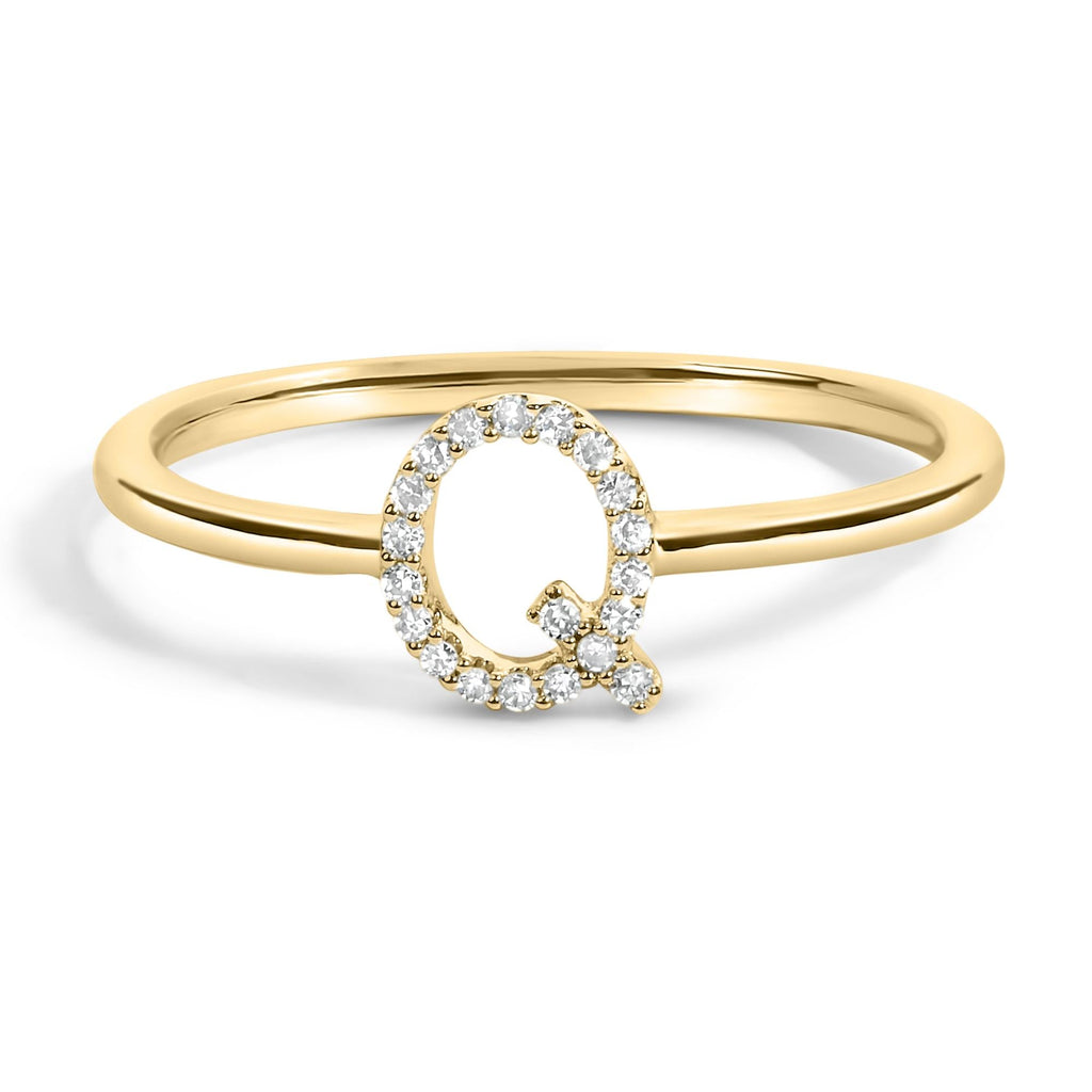 10K Yellow Gold Diamond Accent Initial “A-Z” Ring