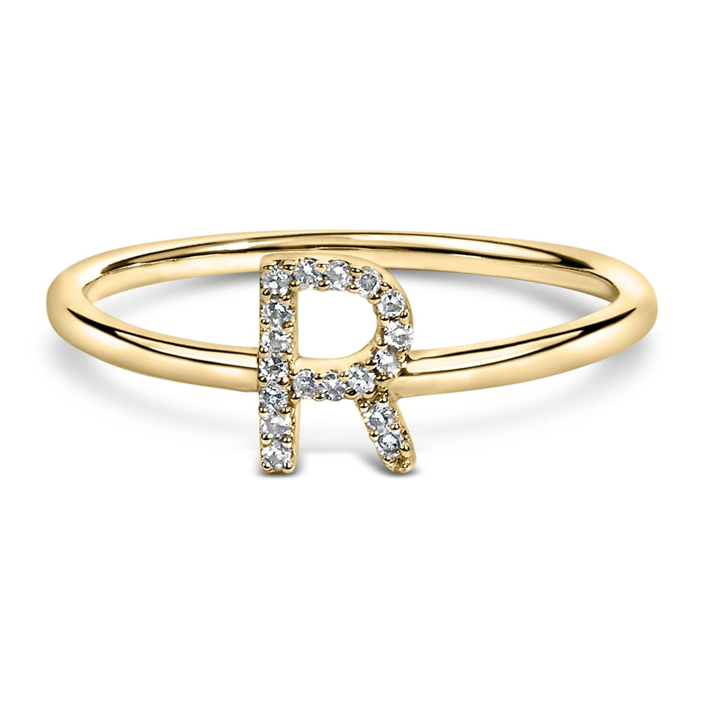 10K Yellow Gold Diamond Accent Initial “A-Z” Ring