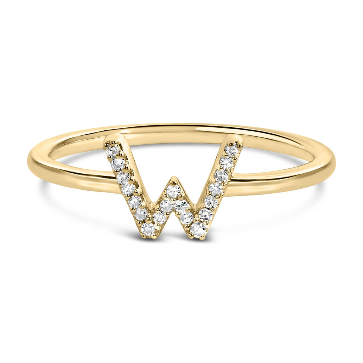 10K Yellow Gold Diamond Accent Initial “A-Z” Ring