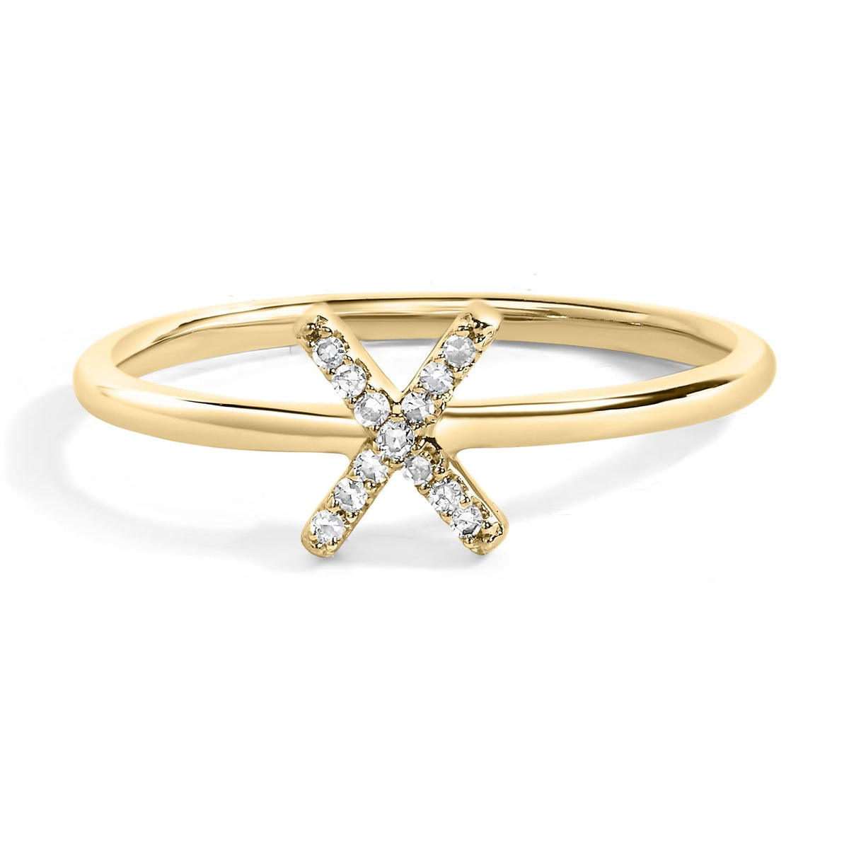 10K Yellow Gold Diamond Accent Initial “A-Z” Ring