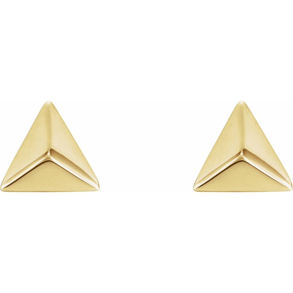 14K Yellow Gold Pyramid Earrings