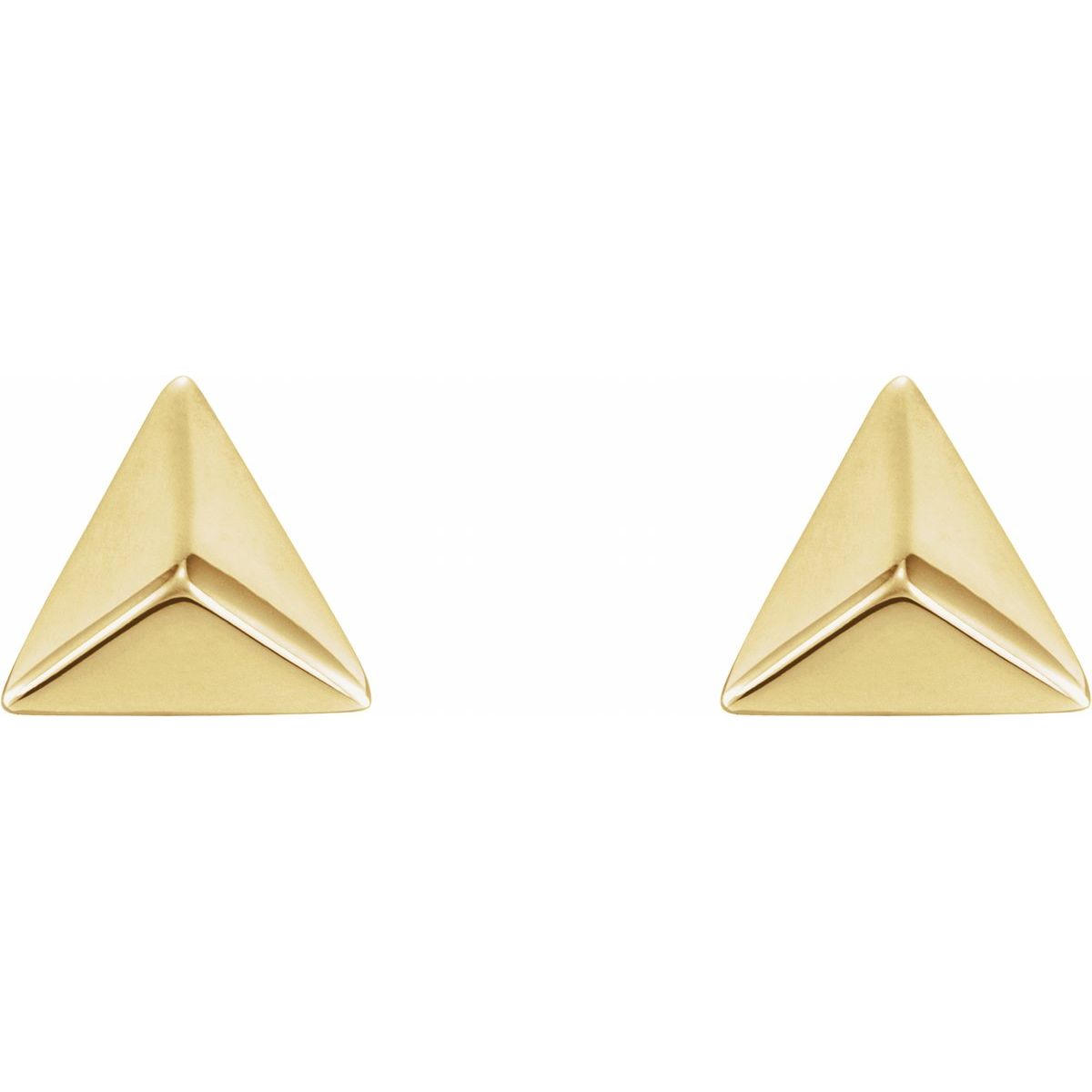 14K Yellow Gold Pyramid Earrings