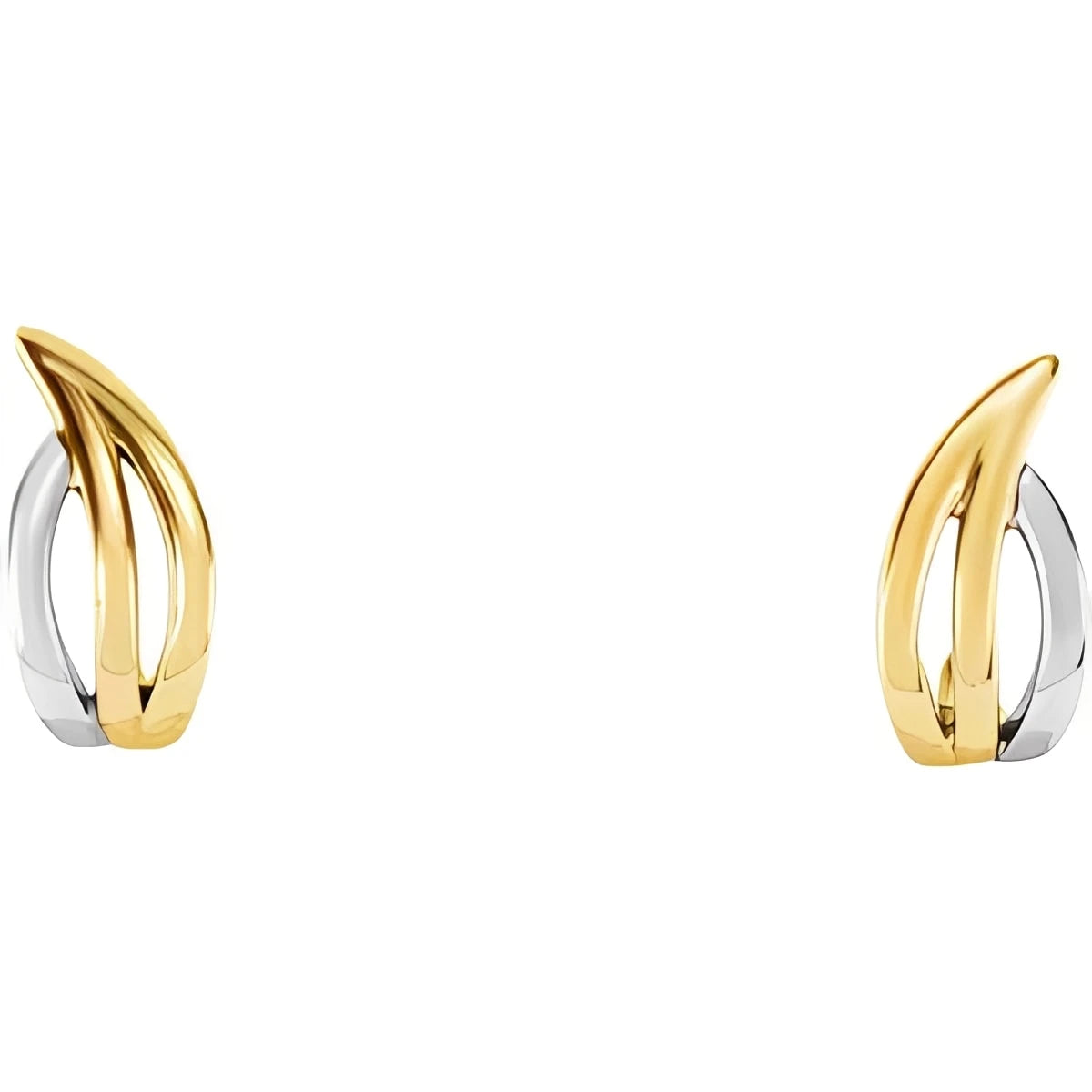 14K Yellow/White Gold Freeform J-Hoop Earrings