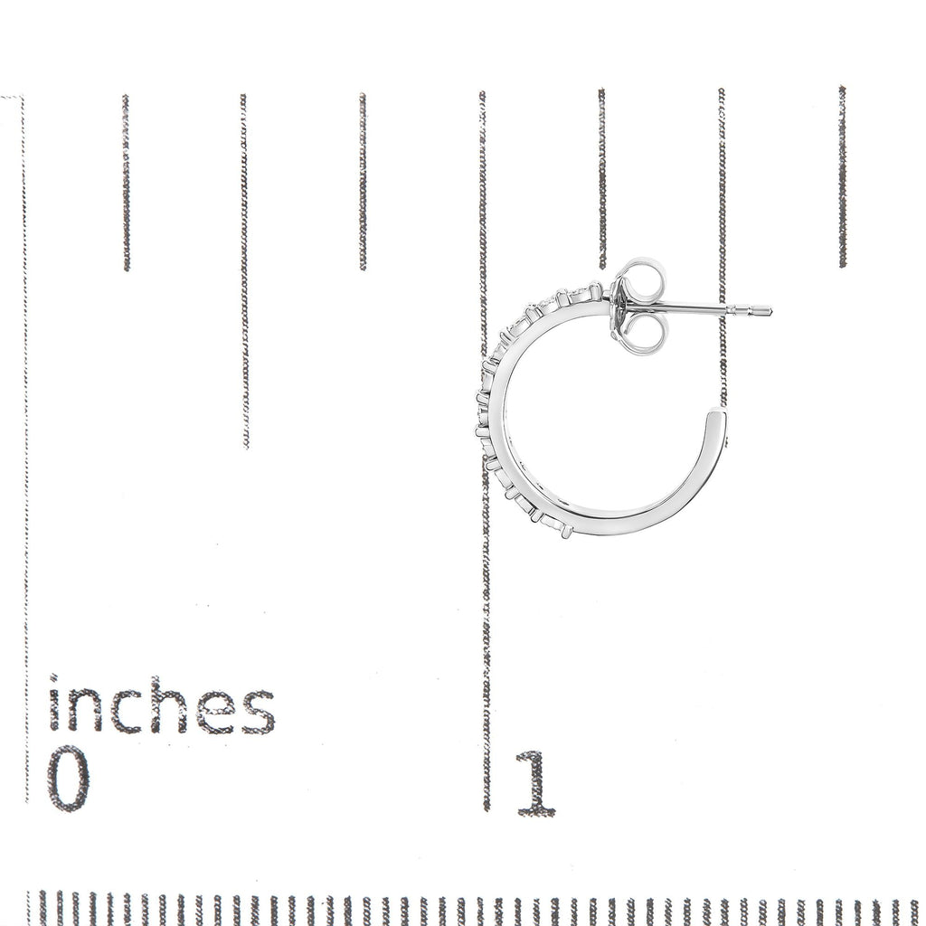 .925 Sterling Silver 1/10 Cttw Diamond Miracle Set J-Hoop Earring (I-J Color, I3 Clarity)