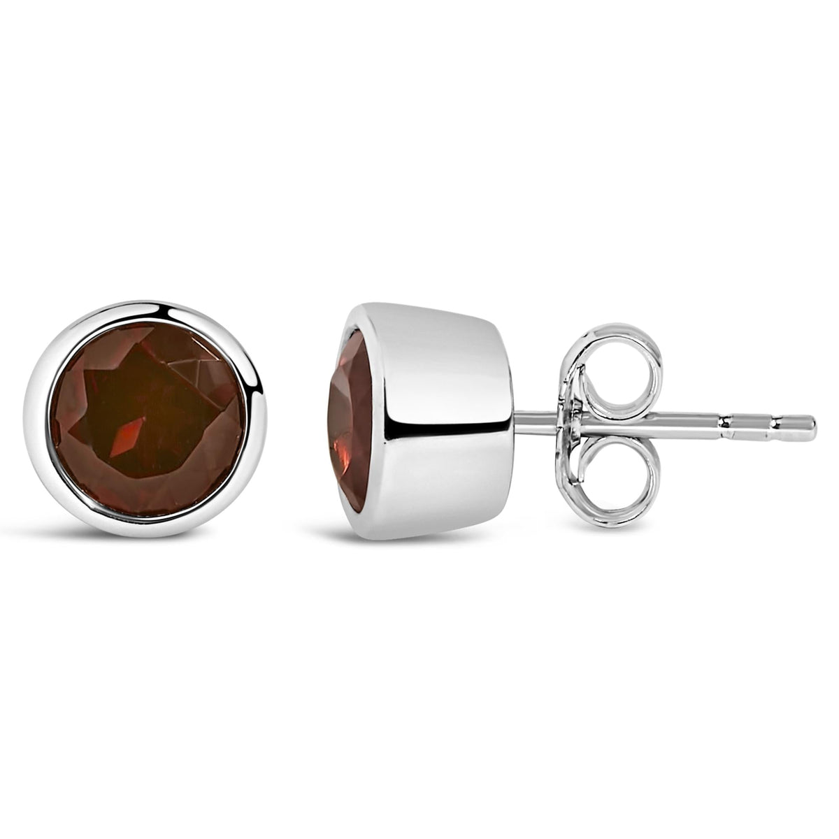 .925 Sterling Silver 6MM Bezel Set Created Gemstone Solitaire Stud Earrings