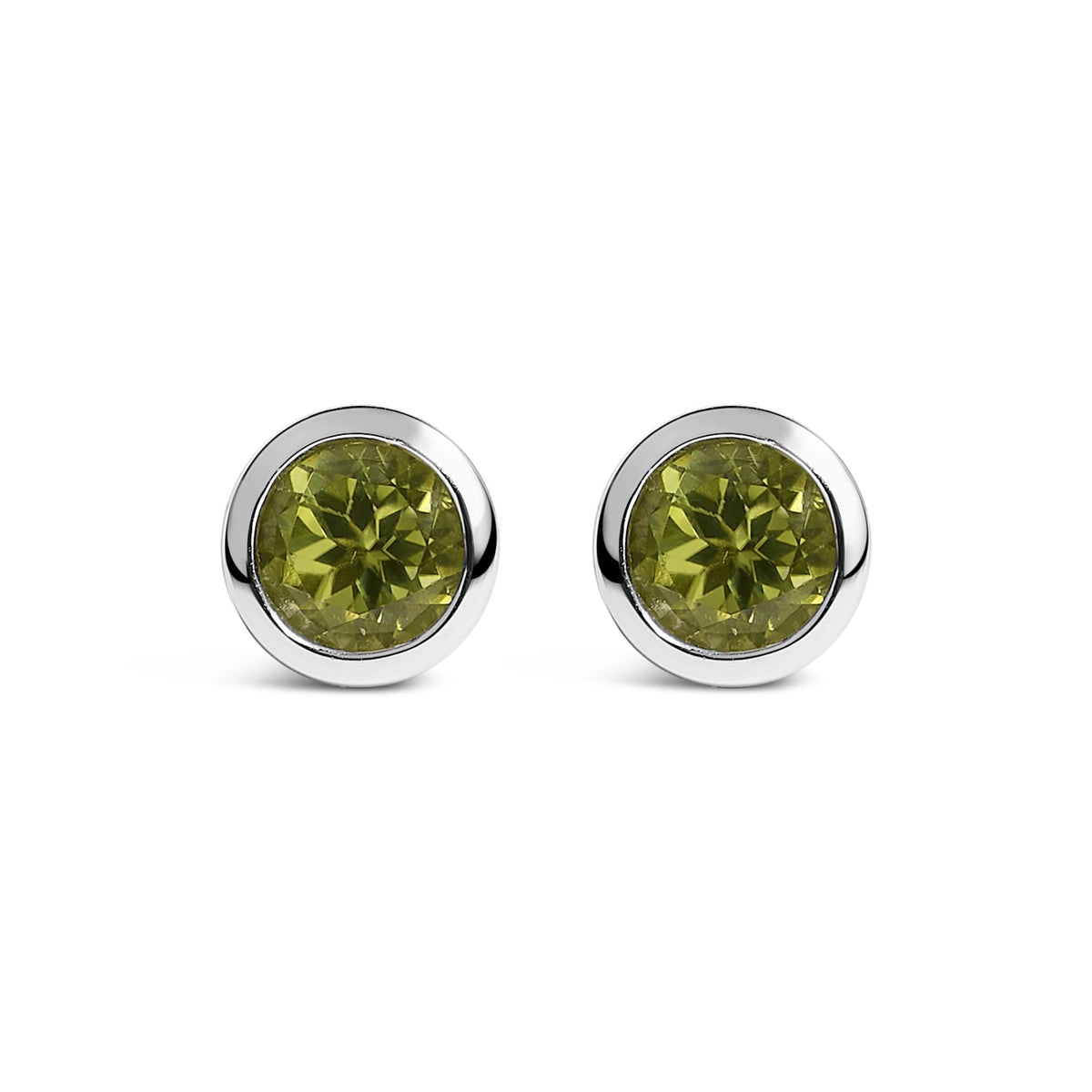 .925 Sterling Silver 6MM Bezel Set Created Gemstone Solitaire Stud Earrings