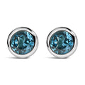 .925 Sterling Silver 6MM Bezel Set Created Gemstone Solitaire Stud Earrings
