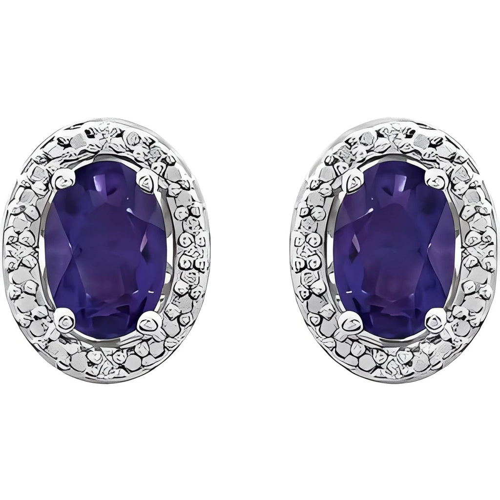 Sterling Silver Lab-Grown Alexandrite & .025 CTW Natural Diamond Earrings