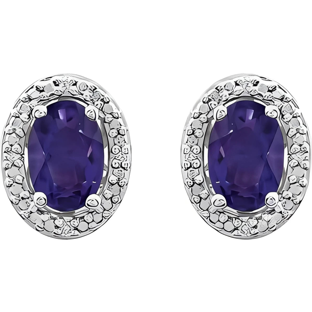 Sterling Silver Lab-Grown Alexandrite & .025 CTW Natural Diamond Earrings