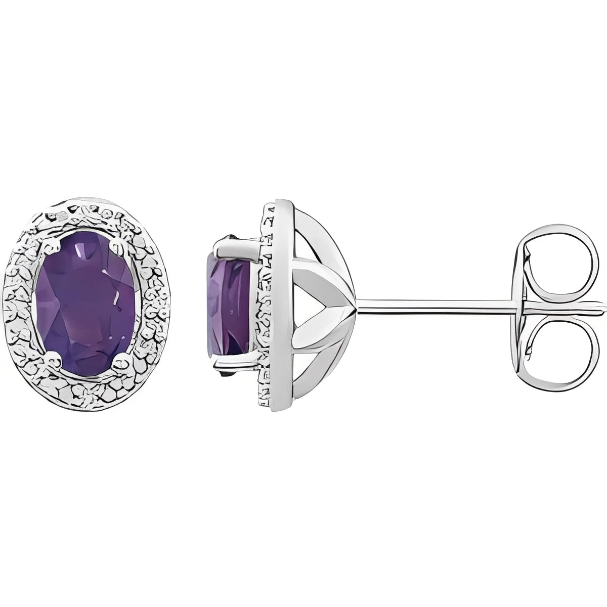 Sterling Silver Lab-Grown Alexandrite & .025 CTW Natural Diamond Earrings