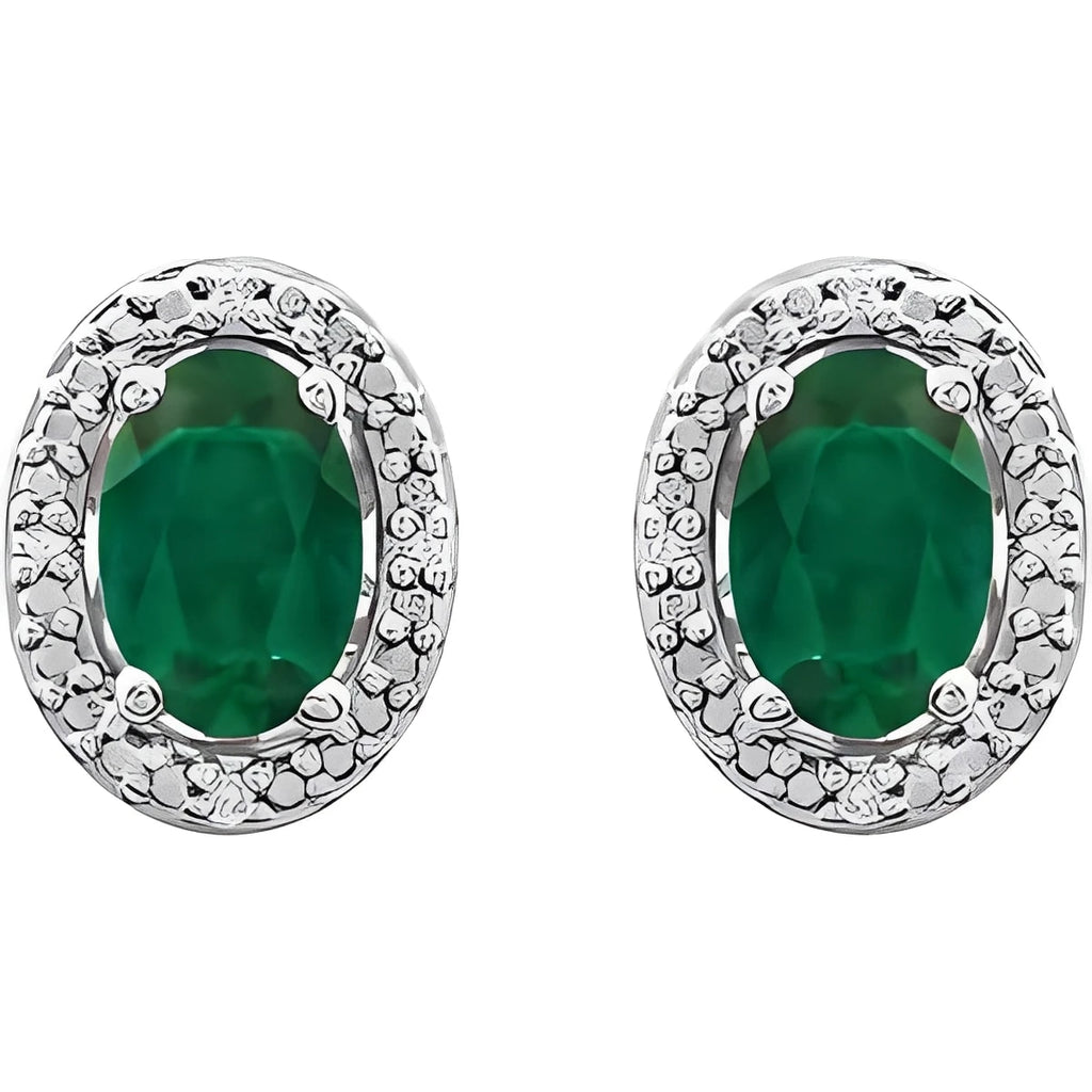 Sterling Silver Lab-Grown Alexandrite & .025 CTW Natural Diamond Earrings