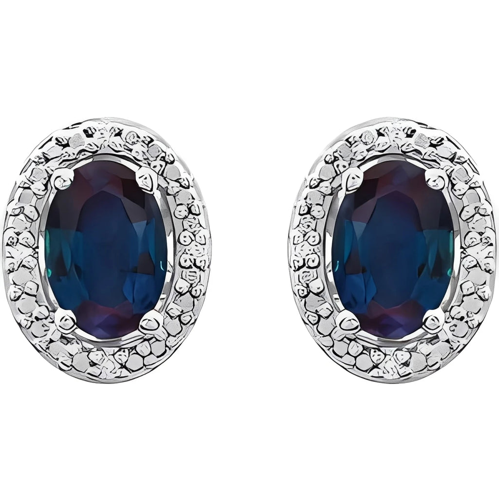 Sterling Silver Lab-Grown Alexandrite & .025 CTW Natural Diamond Earrings